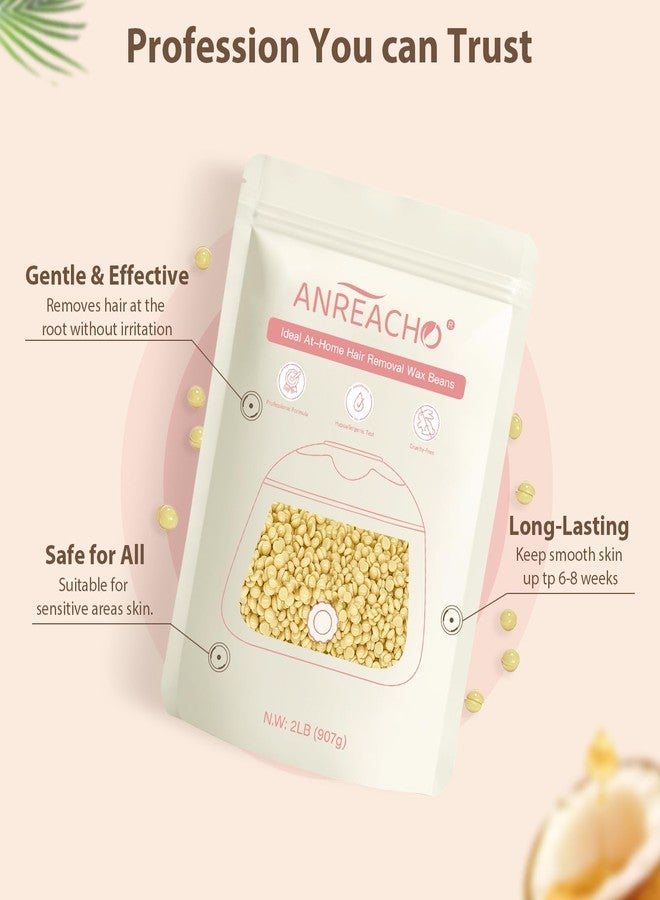 Anreacho Hard Wax Beads for Hair Removal, 2lb Waxing Beans for Coarse Hair, Home Wax Refill Bag for Brazilian, Bikini, Face, Underarms with 10 Wax Spatulas - Image 4